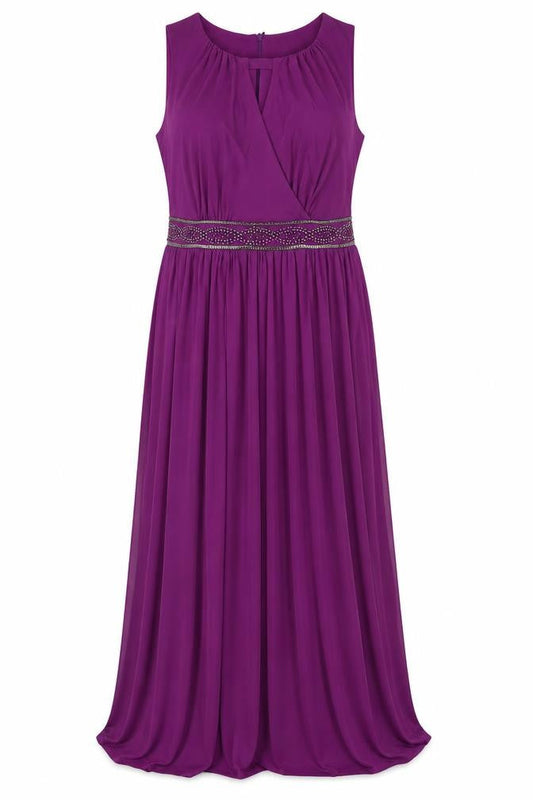 Joanna Hope Women’s Purple Beaded Long Gown Dress
