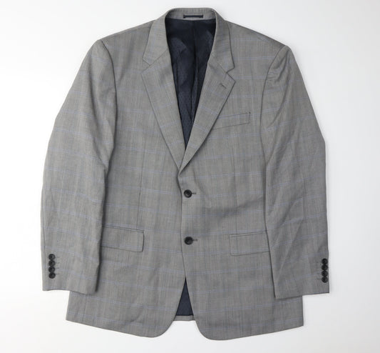 Skopes Men's Grey Check Blazer 42R Wool Jacket