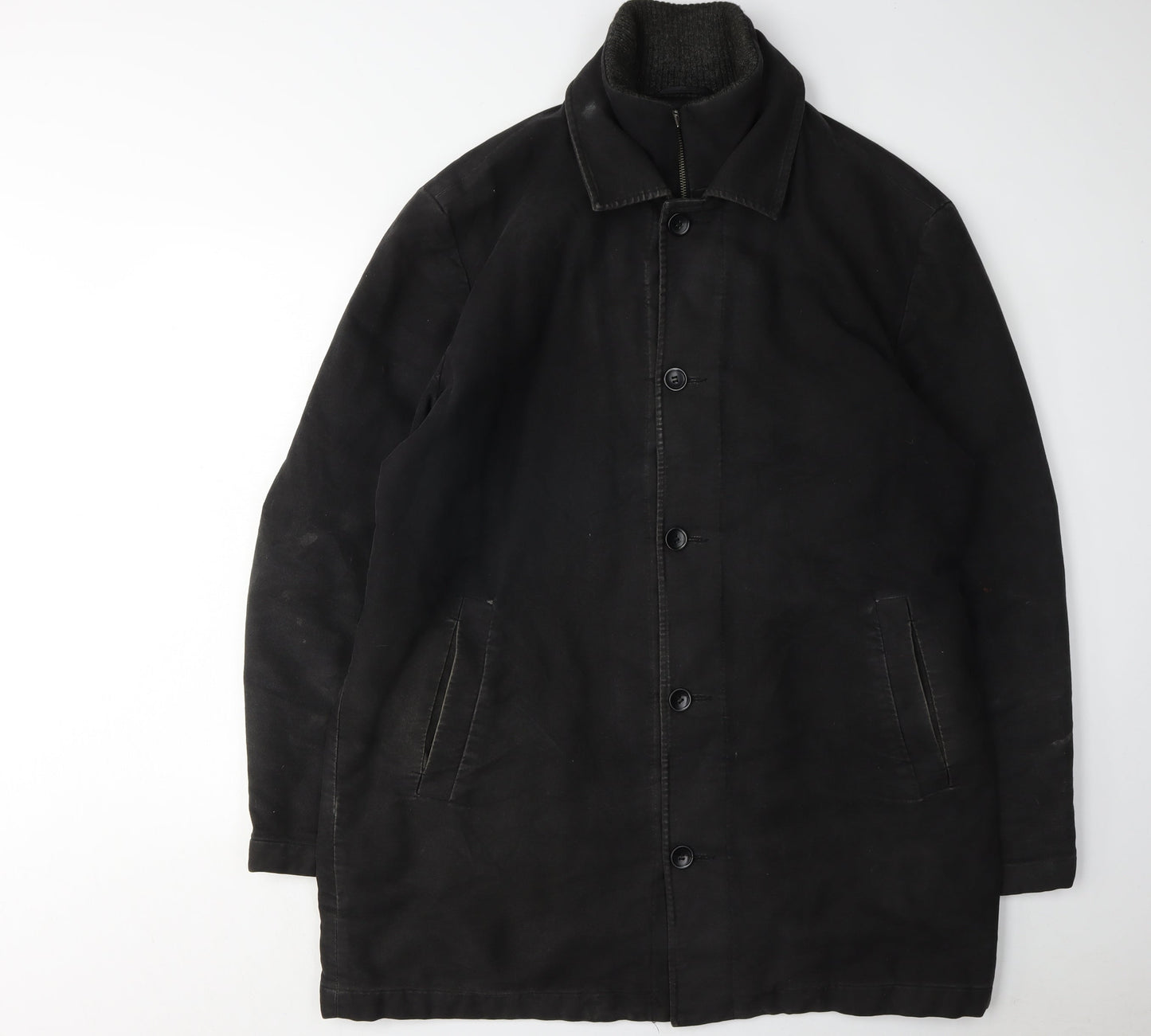 Red Herring Men's Black XL Overcoat Button Casual