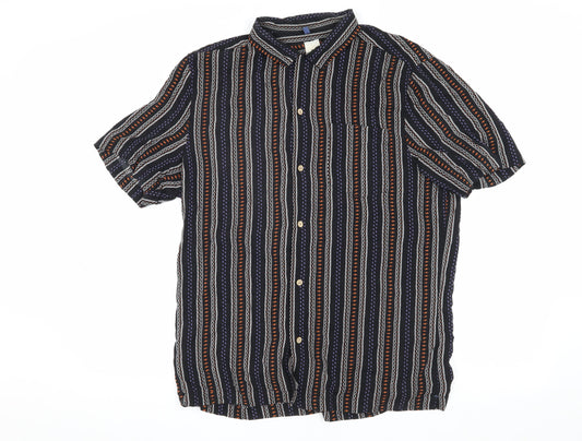 River Island Men's Black Striped Button-Up Shirt M