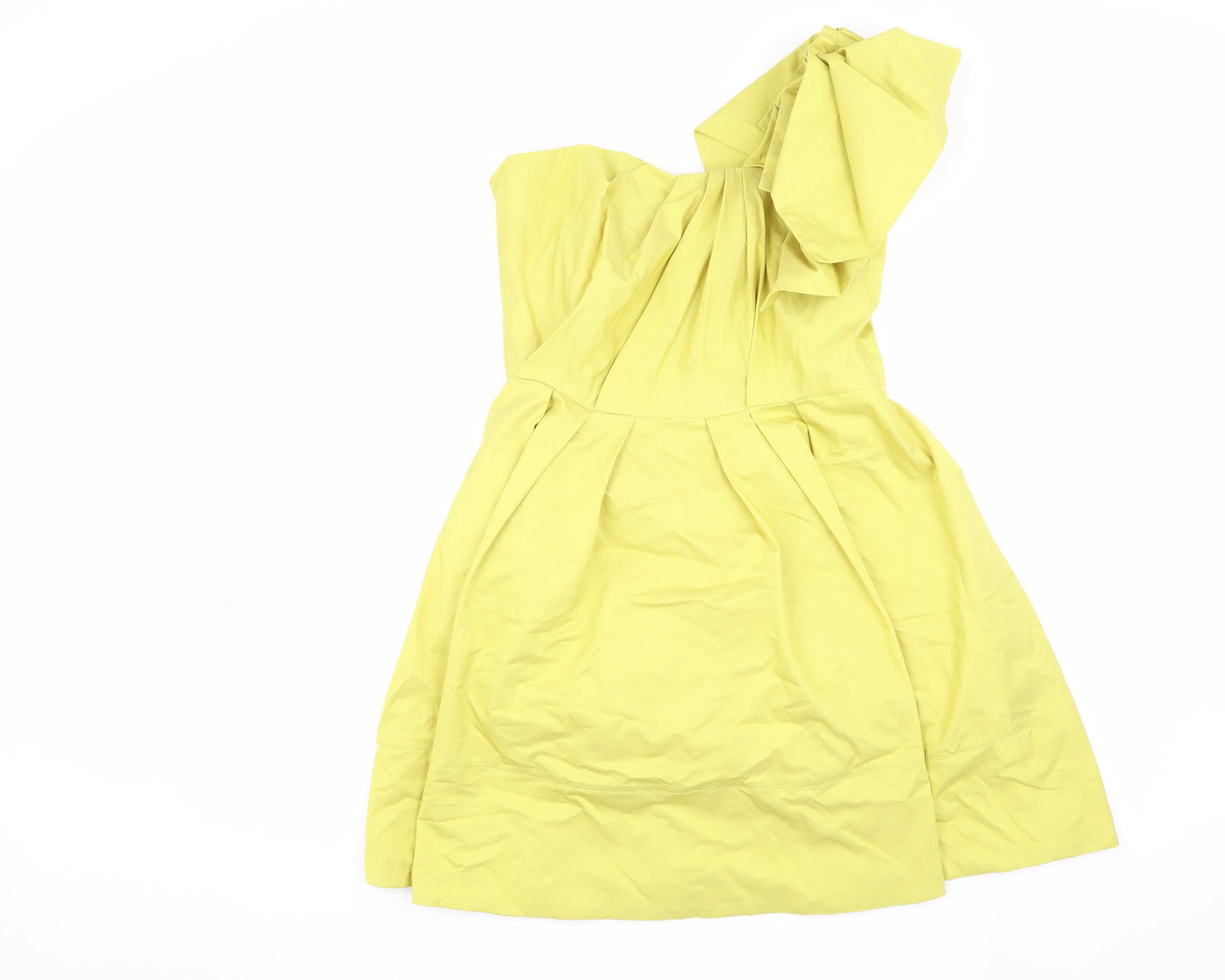 ASOS Women's Yellow A-Line One Shoulder Dress Size 10