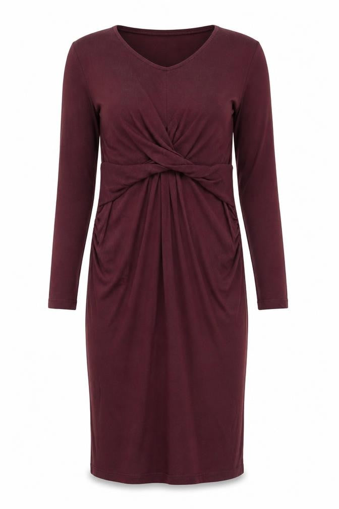 Mama Licious Women's Purple Maternity Dress V-Neck