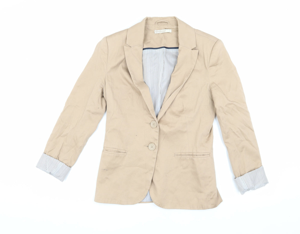 Stradivarius Women Beige Blazer Size 8 Regular Fit