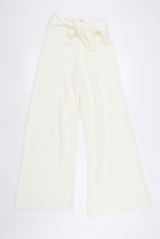 ASOS Women’s Ivory Wide-Leg Knit Trousers, Size 6