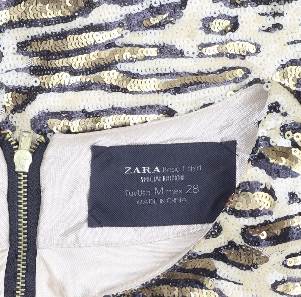 Zara Women’s Sequin Animal Print T-Shirt M