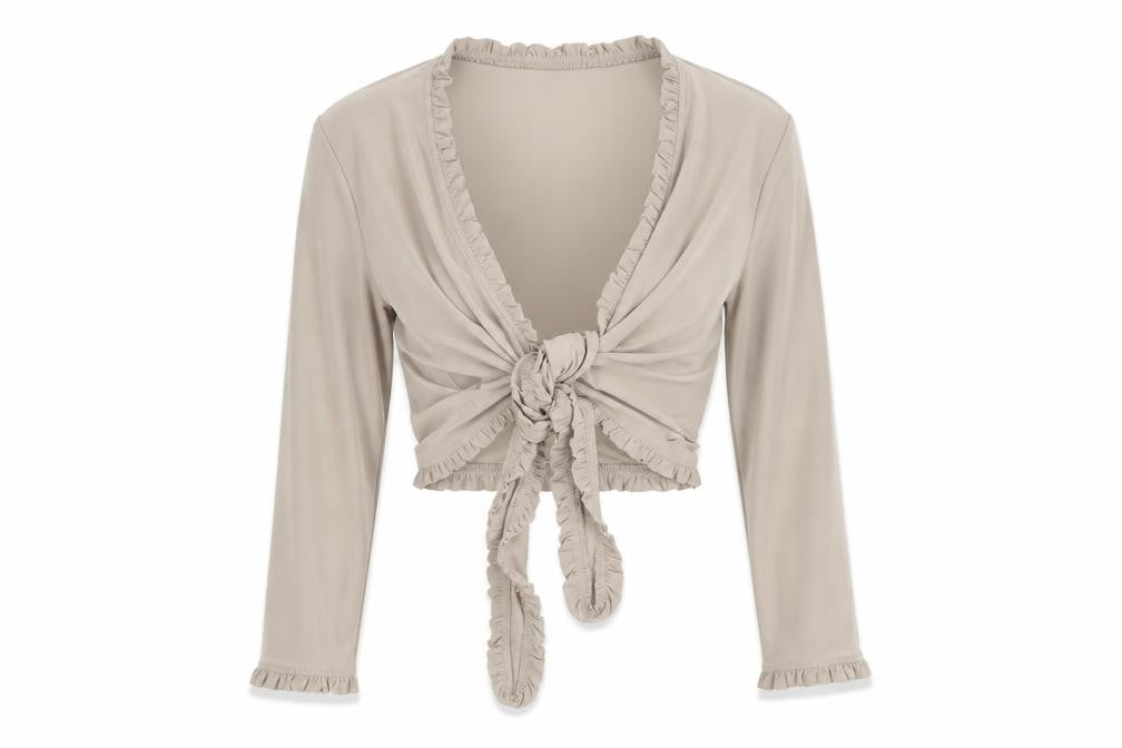 Nina Leonard Women's Beige Wrap Blouse, Size M
