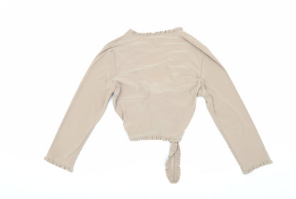 Nina Leonard Women's Beige Wrap Blouse, Size M