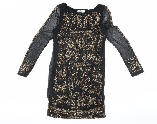 Marks and Spencer Black Sequin Bodycon Dress Size 10