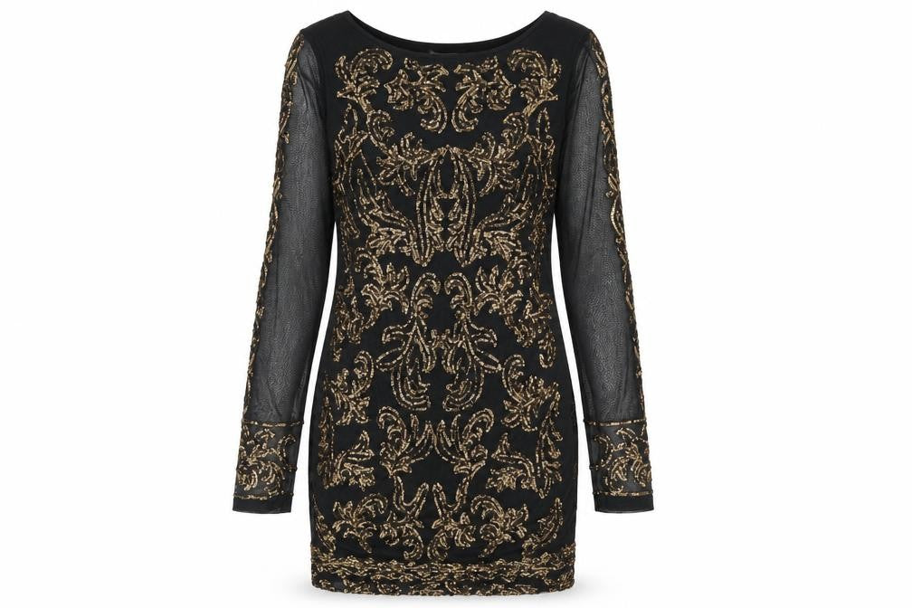 Marks & Spencer Black Sequin Bodycon Dress Size 10