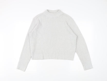 H&M Divided Women's White Mock Neck Pullover Jumper M