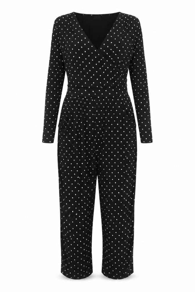 Editor's Cut Women's Black Polka Dot Jumpsuit Size 10