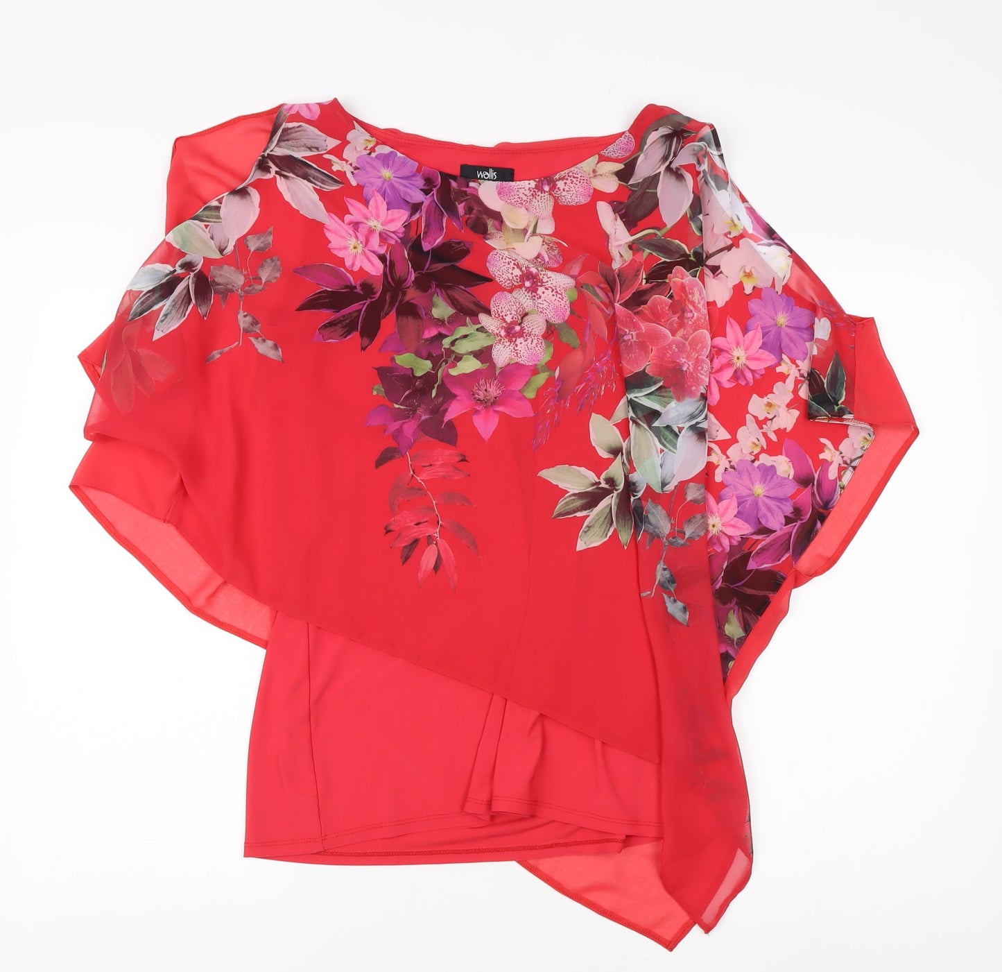 Wallis Women's Red Floral Cape Sleeve Top