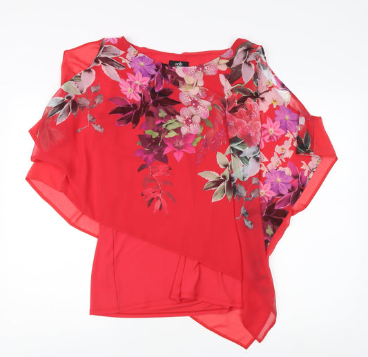 Wallis Women's Red Floral Cape Sleeve Top