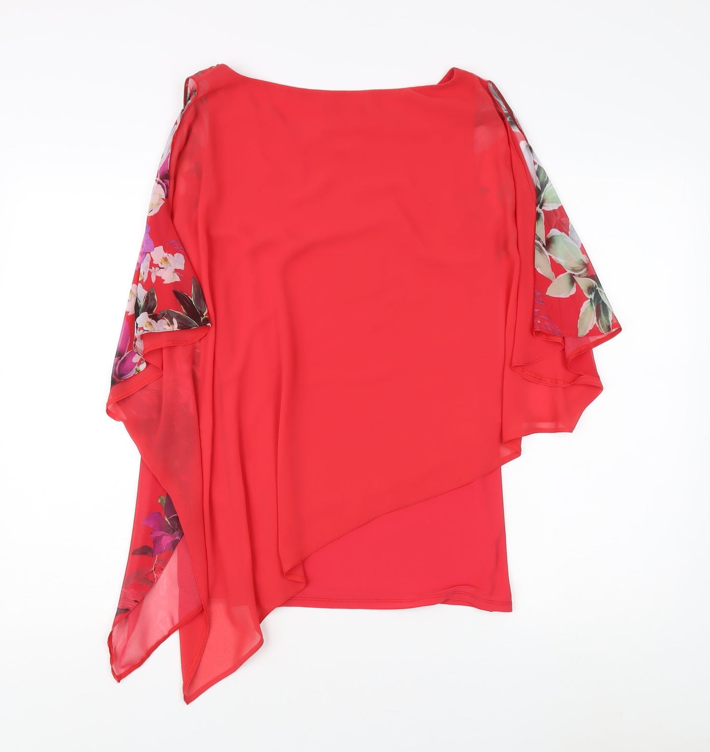 Wallis Women's Red Floral Cape Sleeve Top