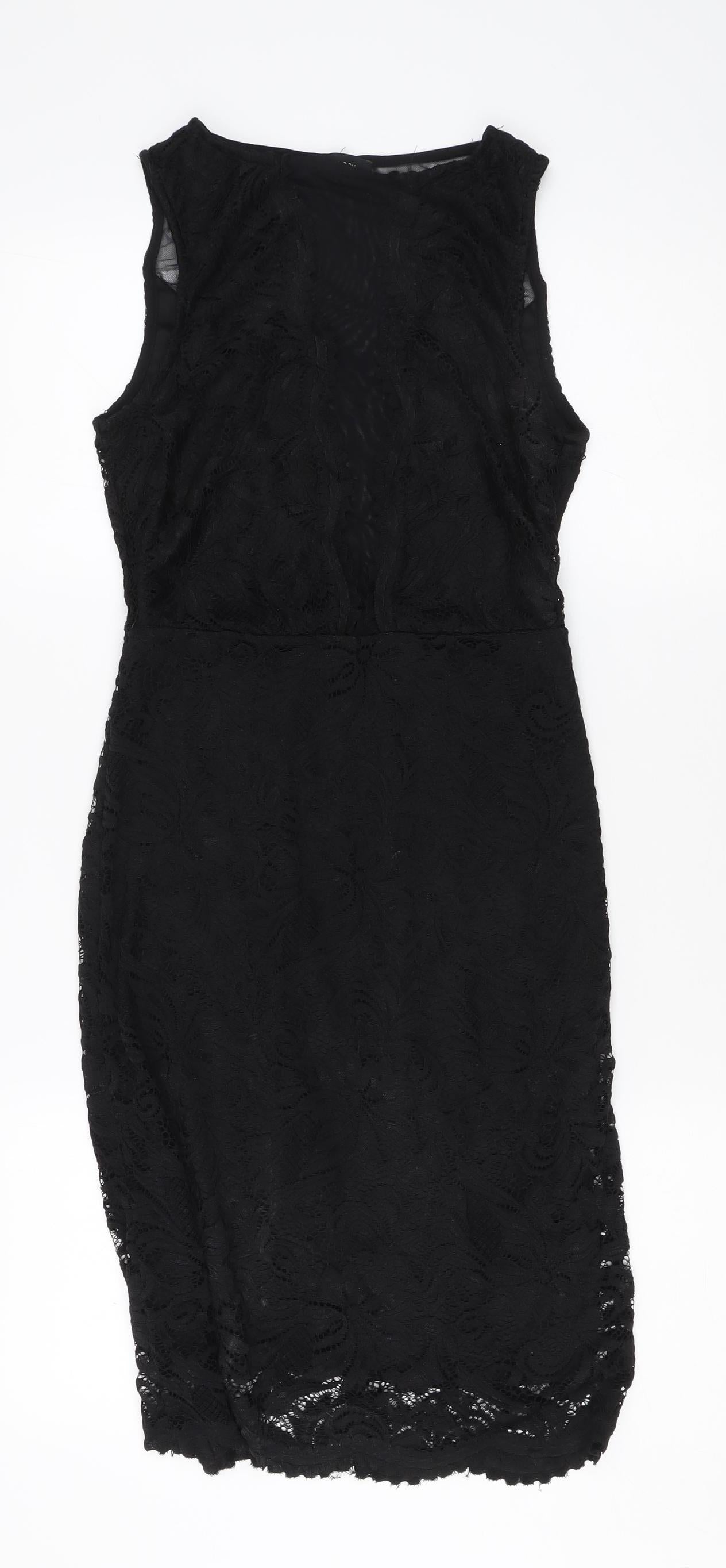 New Look Women's Black Lace Sheath Dress Size 10