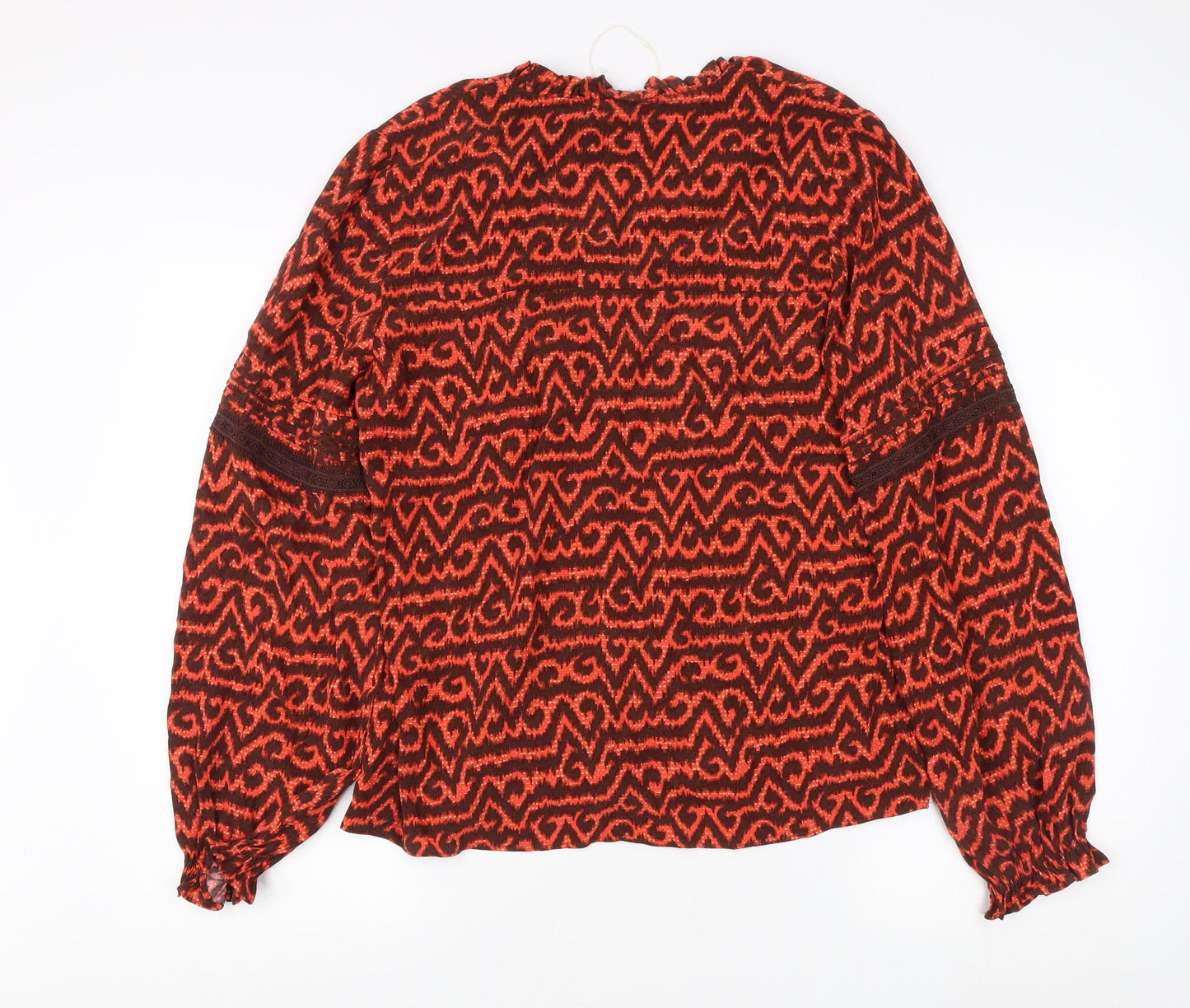 Per Una Women's Red Geometric Long Sleeve Blouse