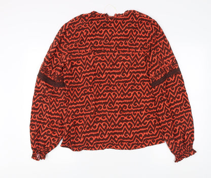 Per Una Women's Red Geometric Long Sleeve Blouse