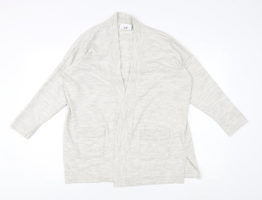 Wallis Women's Grey 3/4 Sleeve Open Front Cardigan Knit