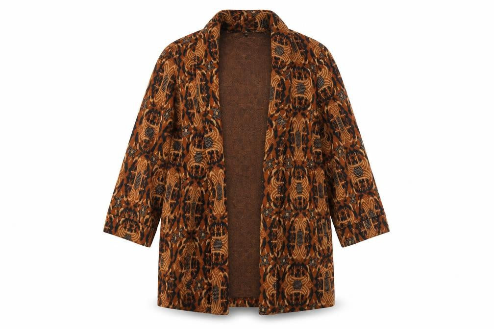 River Island Women's Brown Geometric Open Front Cardigan Size 6