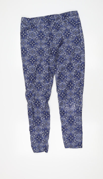 New Look Women's Blue Geometric Trousers Size 12