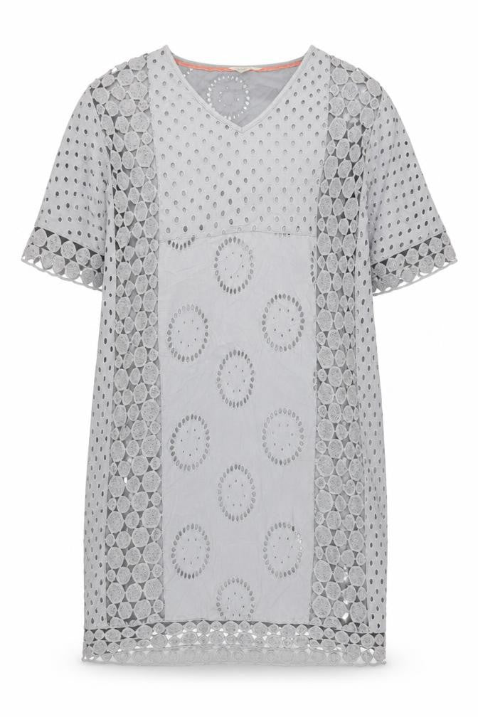 White Stuff Women's Grey Dress Size 10 - Embroidered Cotton