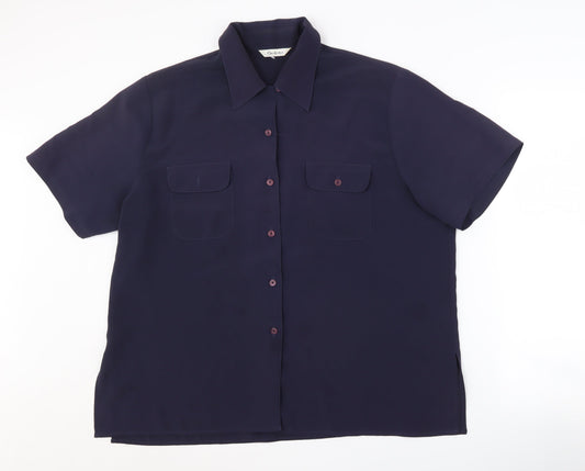 Berkerttex Women's Navy Button-Up Shirt Size 18