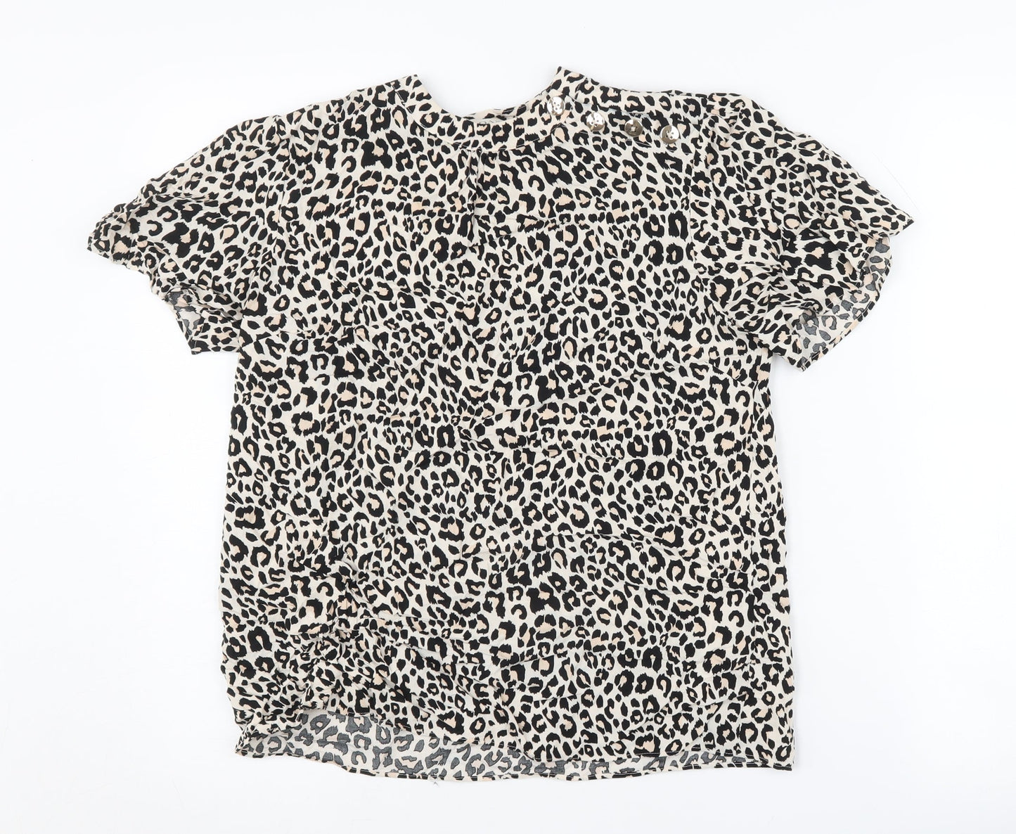 Oasis Women's Black Animal Print Top Size 10