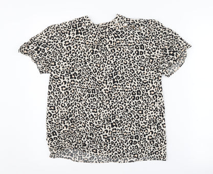 Oasis Women's Black Animal Print Top Size 10