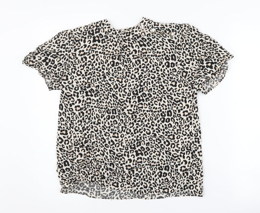 Oasis Women's Black Animal Print Top Size 10