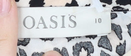 Oasis Women's Black Animal Print Top Size 10