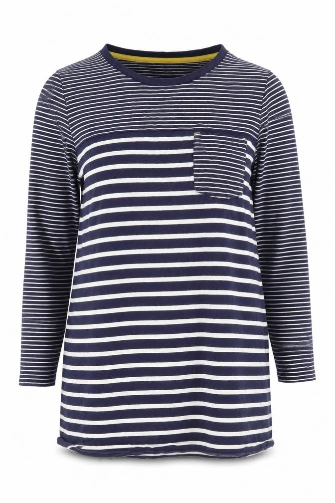 Principles Women's Blue Striped T-Shirt, Size 16