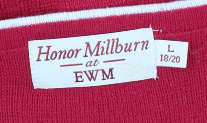 Brand and care label for Honor Millburn Red Women's Cardigan L Button Knit