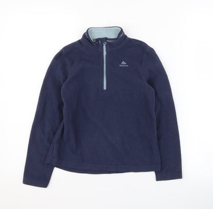 Additional front view of Quechua boys’ blue fleece 1/4 zip sweatshirt, size 6-7, years