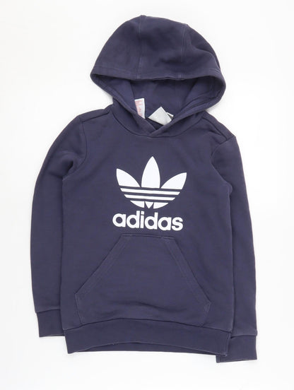 Additional front view of Adidas boys’ blue pullover hoodie 7-8 years