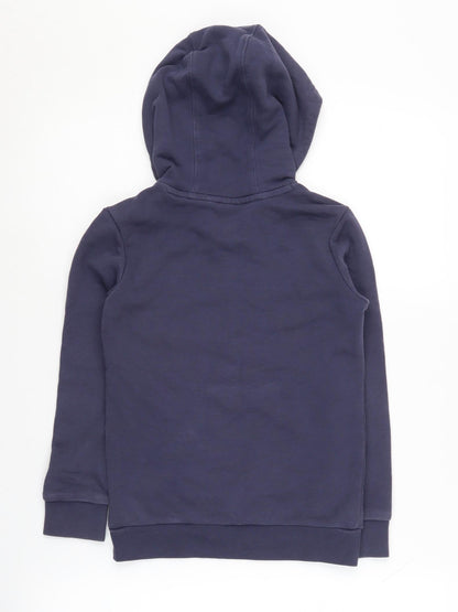 Back view of Adidas boys’ blue pullover hoodie 7-8 years