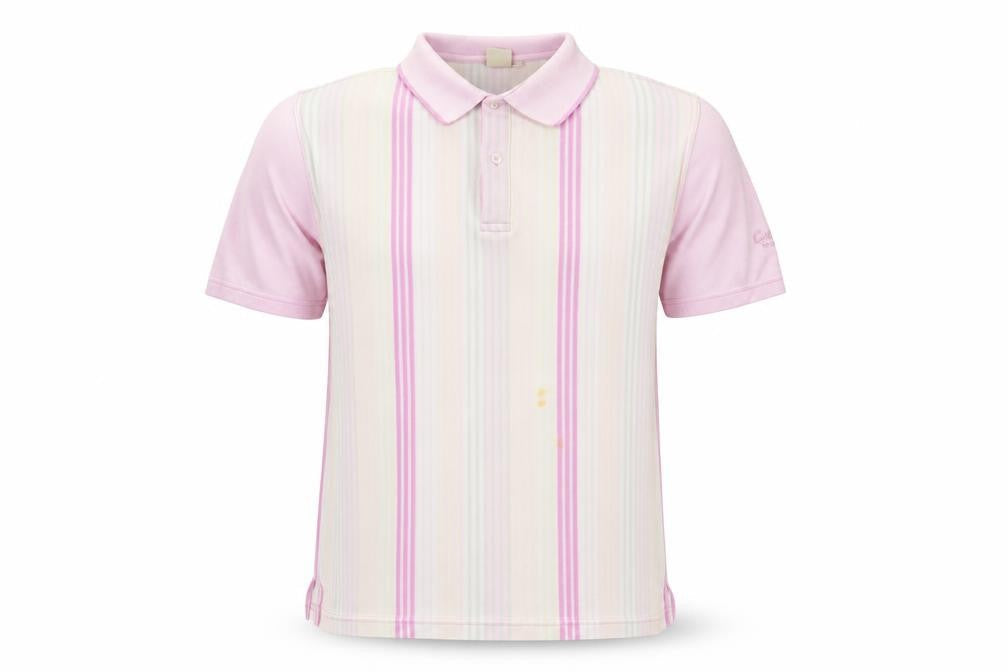 Cotton Traders Men's Pink Striped Medium Polo