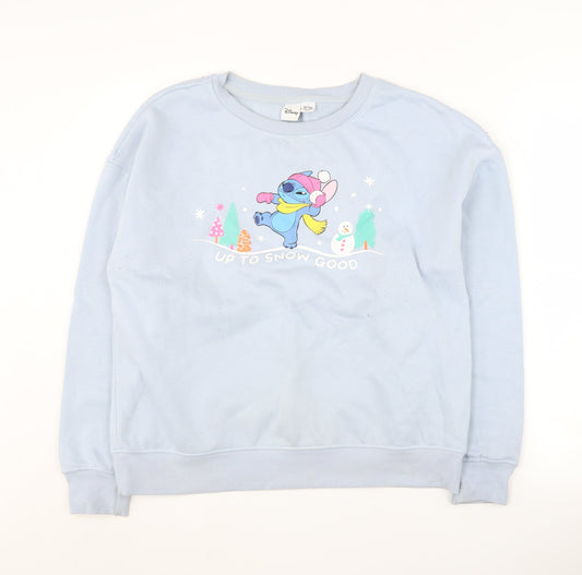 Disney Women’s Blue Pullover Sweatshirt, Stitch, Size 6