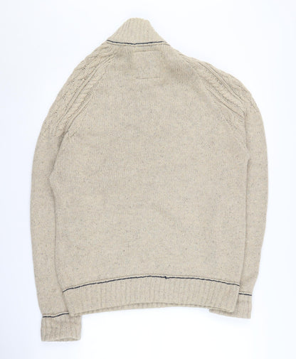Back view of Mantaray Men's Beige Full Zip Jumper, size M