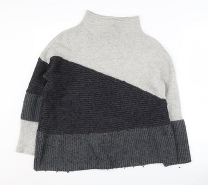 Additional front view of French Connection Women's Grey Mock Neck Jumper, size S