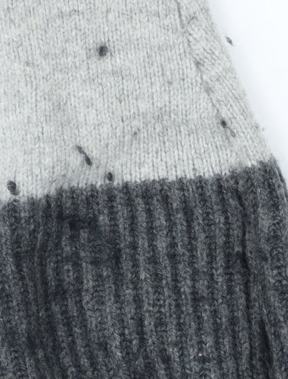 Close-up detail of French Connection Women's Grey Mock Neck Jumper, size S