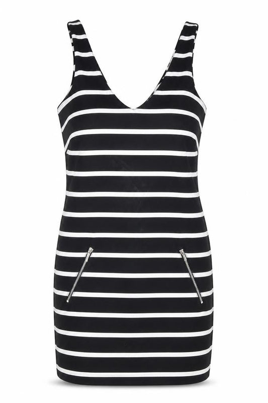 New Look Women's Black Striped Dress Size 8