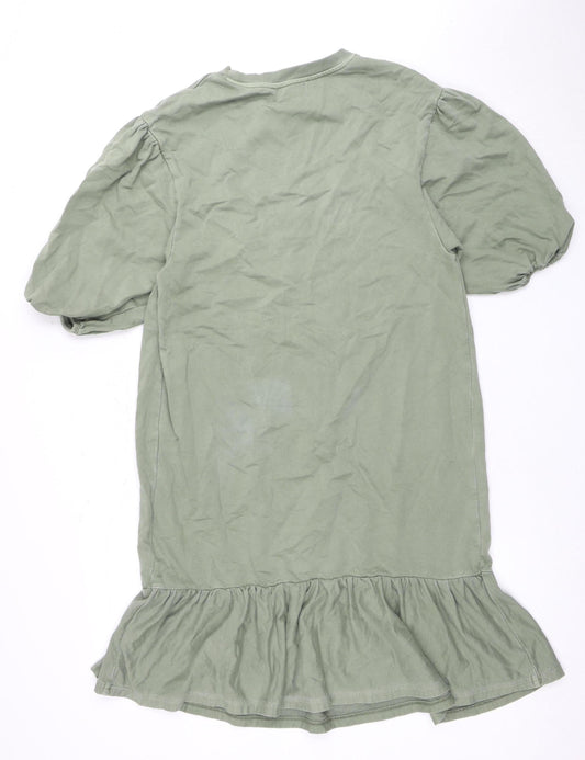 Next Women's Green Puff Sleeve Casual Dress, Size S