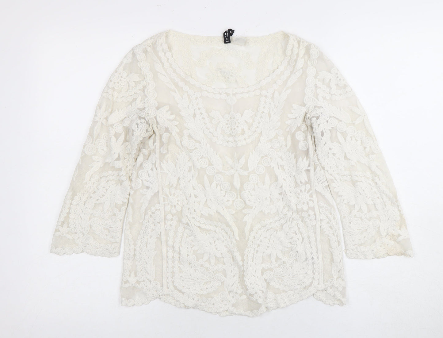 H&M Women's Ivory Lace Blouse, Size 10, Casual
