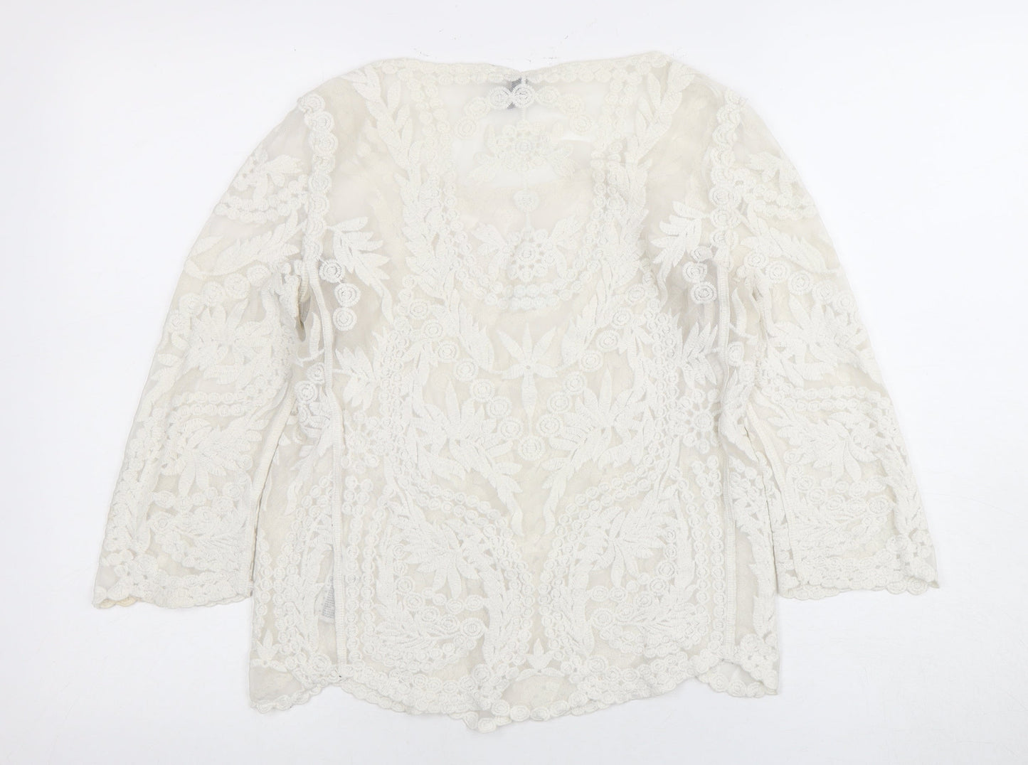 H&M Women's Ivory Lace Blouse, Size 10, Casual