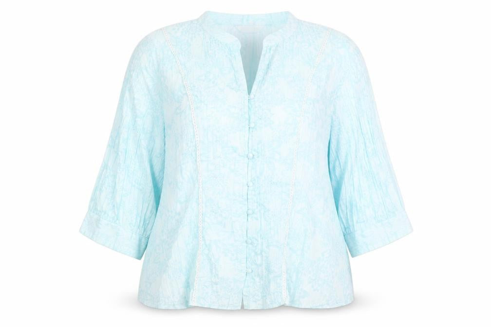 Bonmarché Women's Blue Floral Collared Blouse Size 16