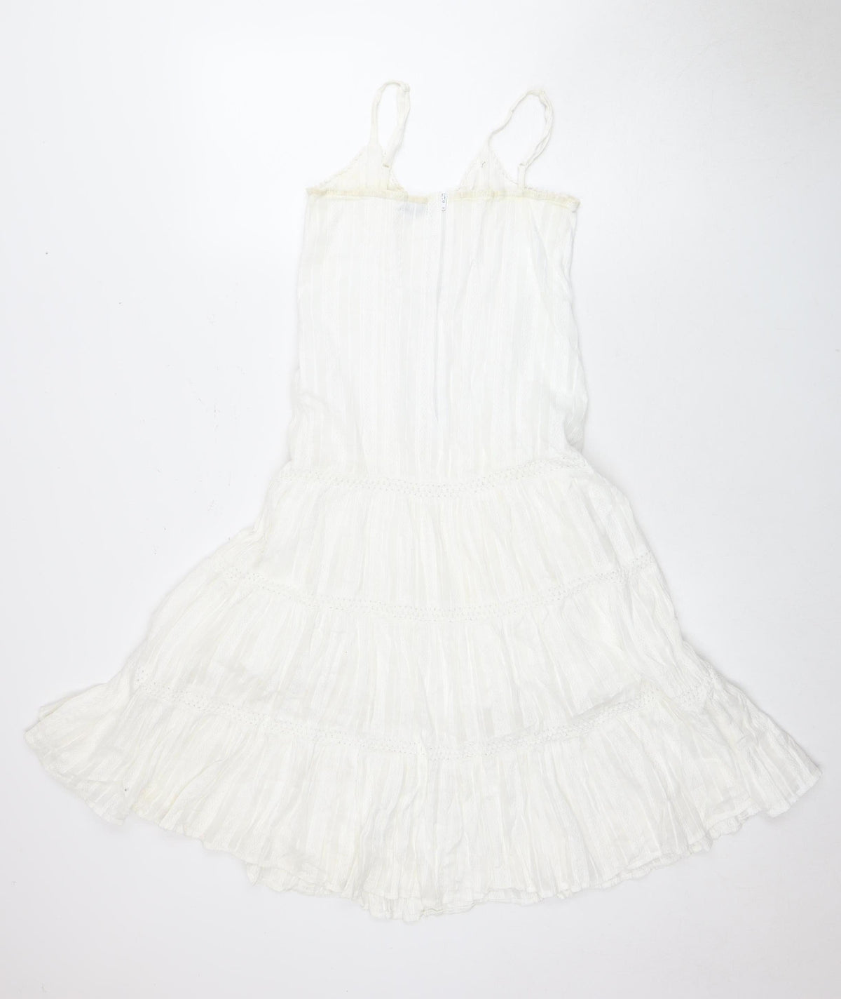 915 Girls White Cotton Sleeveless Dress