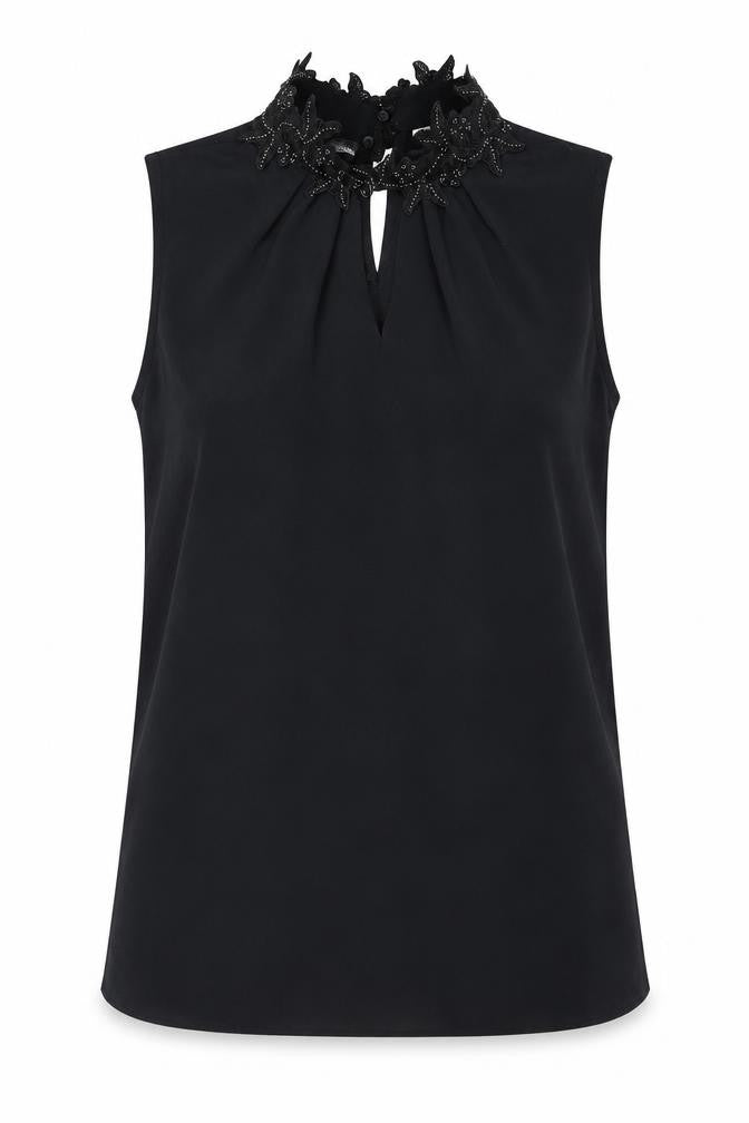 Dorothy Perkins Women's Black Beaded Sleeveless Blouse