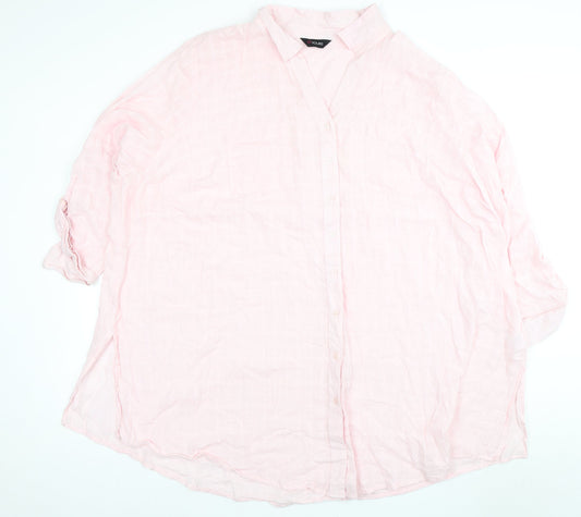 Yours Women Pink Cotton Collared Shirt Size 32
