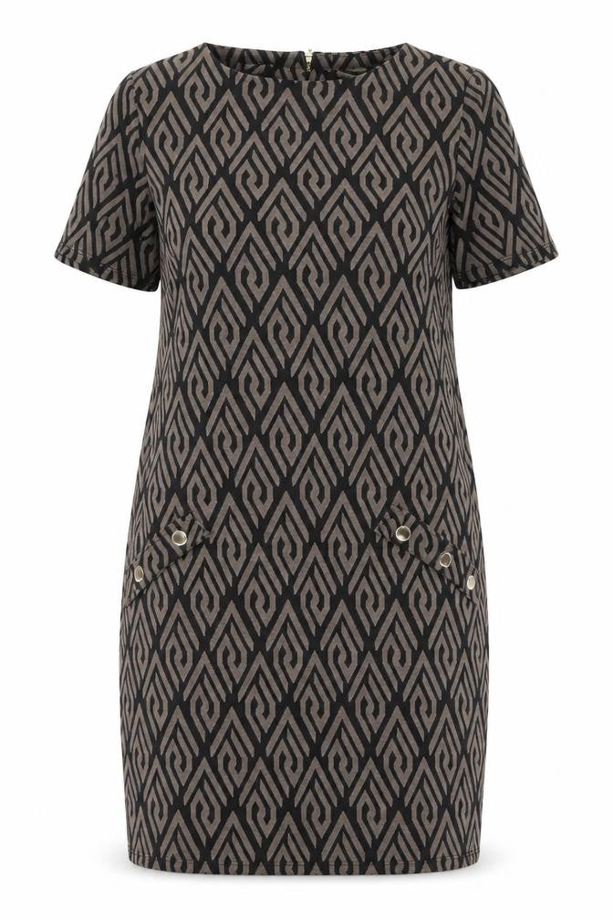 Wallis Women's Black Beige Geometric Dress Size 14