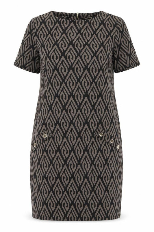 Wallis Women's Black Beige Geometric Dress Size 14
